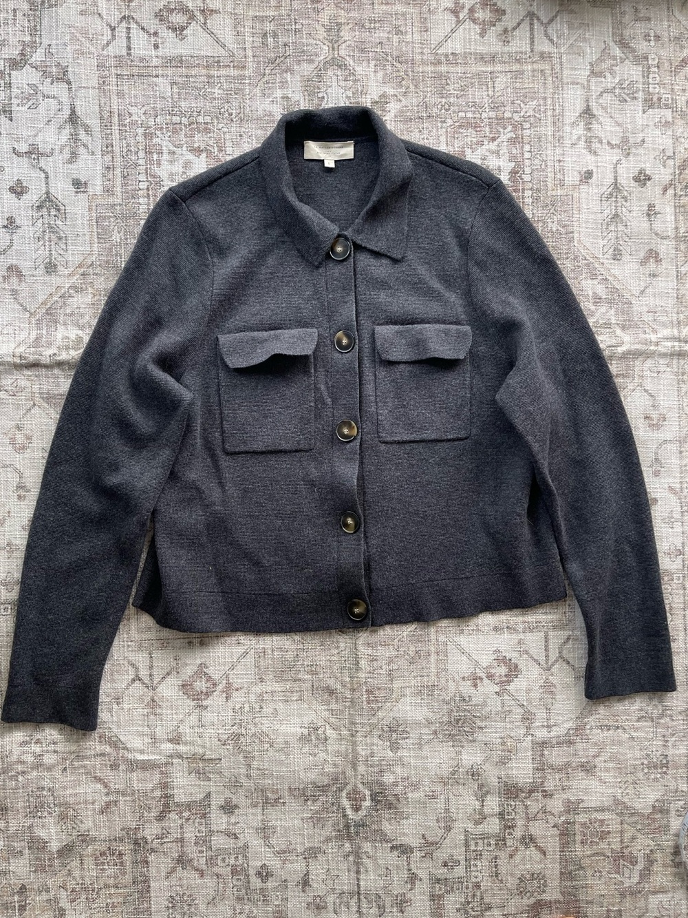Sezane Charcoal Gray Button-Front Betty Cardigan - Picture 2 of 8